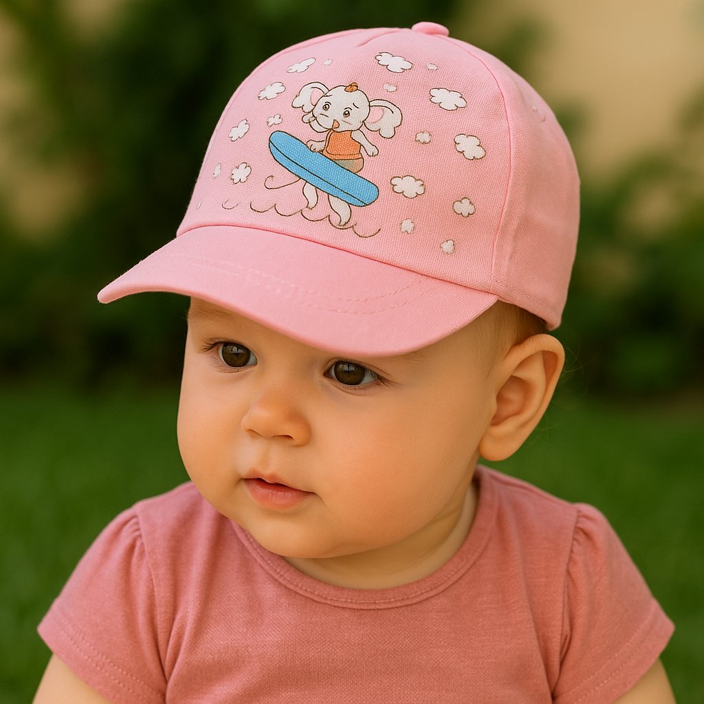 Jaju Baby Kitti 0-18 Ay Pembe Fil Desenli Bebek Şapka