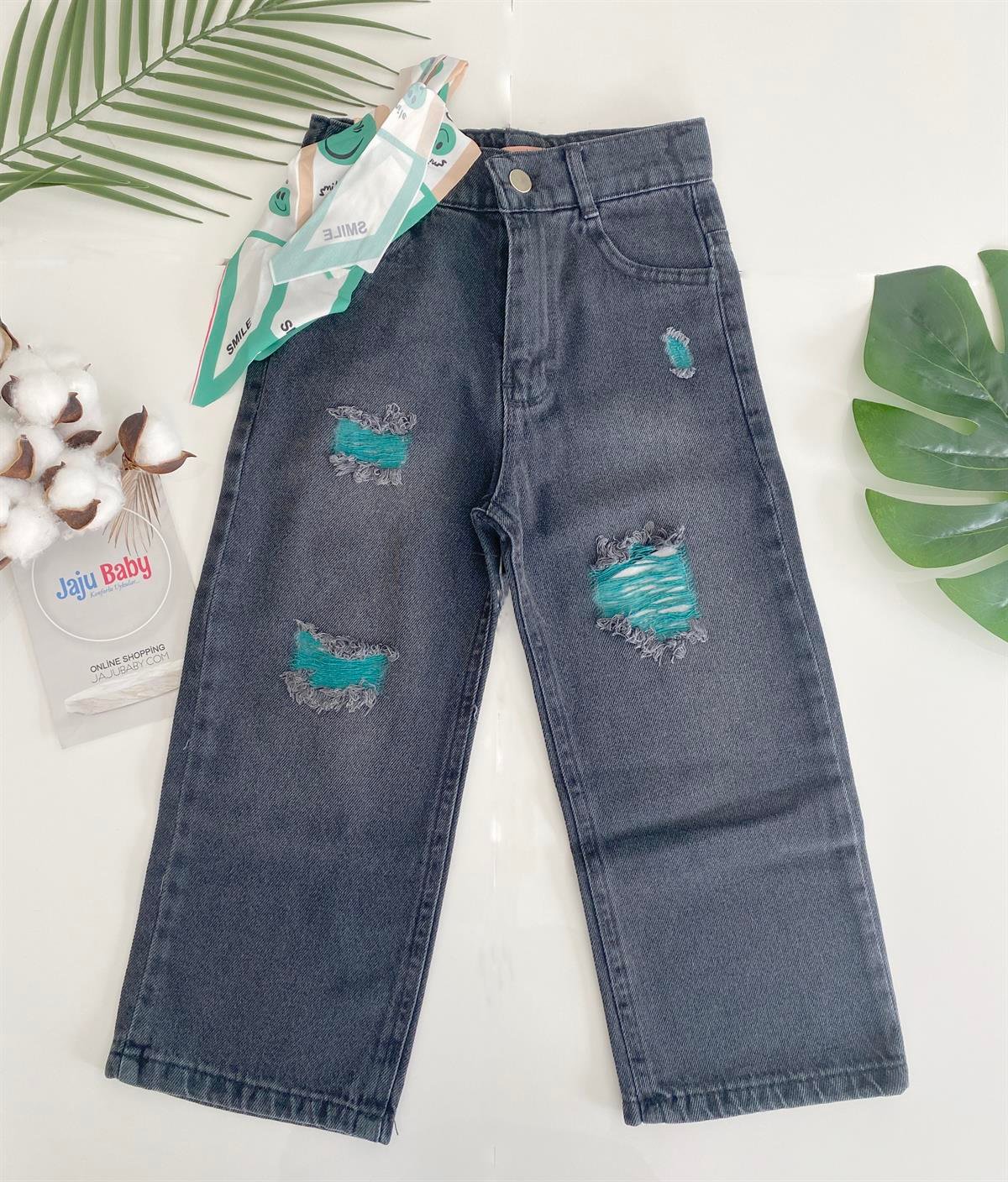 Jaju Baby Kız Çocuk Füme Bol Paça Jeans Pantolon