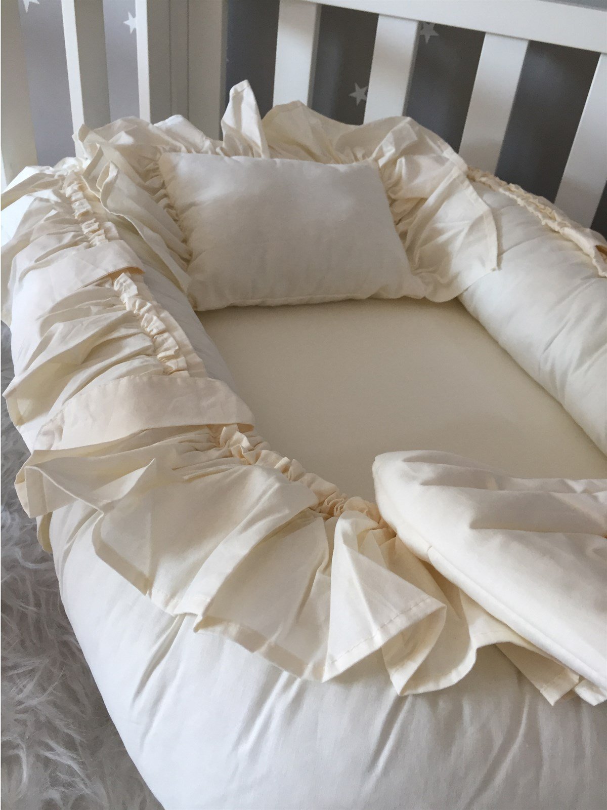 Jaju Baby Krem Fırfırlı Lüx Tasarım Babynest