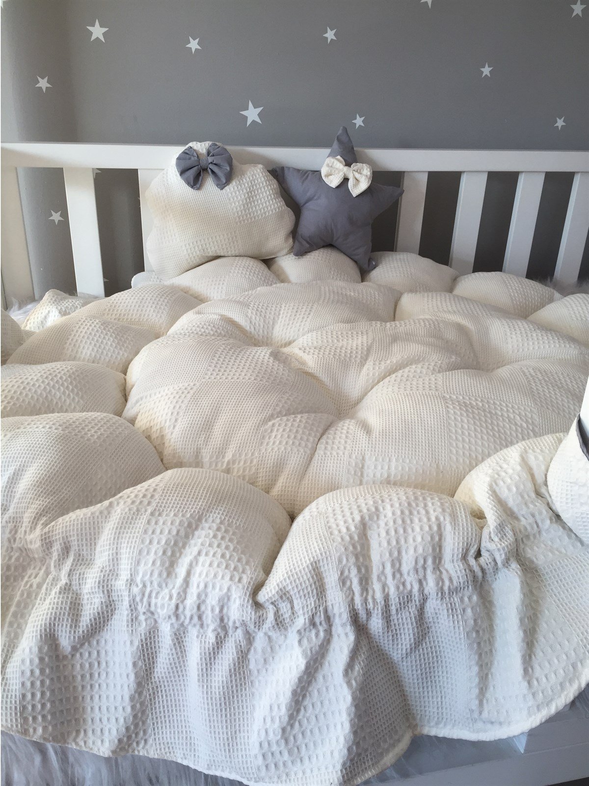 Jaju Baby Krem Pike Kumaş Kombinli Tasarım Açılır - Kapanır Oyun Minderi Bebek Yuvası