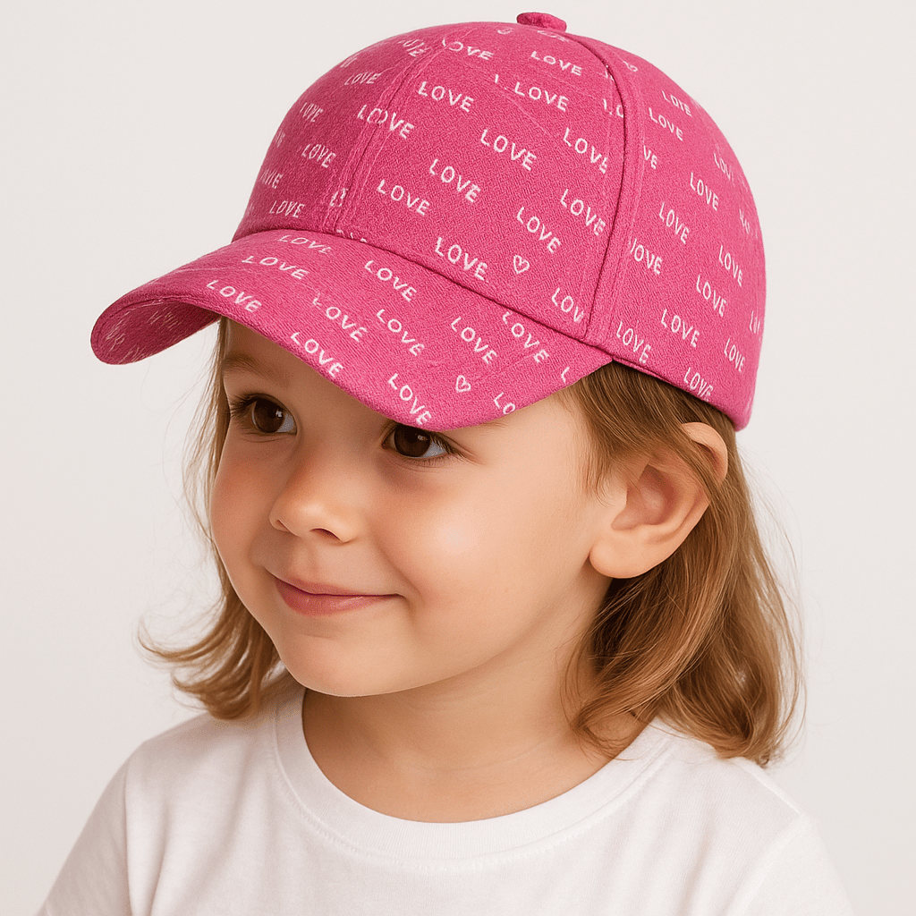 Jaju Baby Love Baskili Pembe  4-8 Yaş Kiz Çocuk Şapka