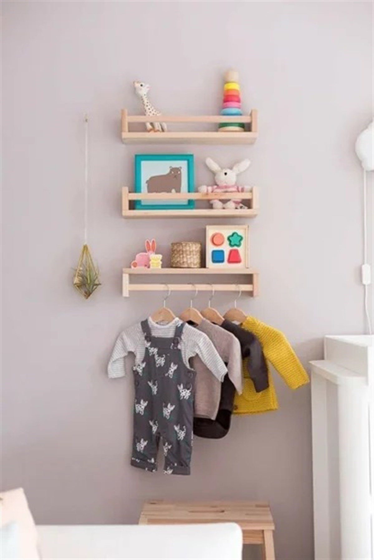 Jaju Baby Montessori Kitaplık Çocuk Odası Duvar Rafı Ahşap Kitaplık Raf 3 Adet