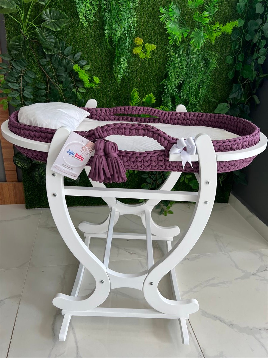 Jaju Baby Moses Basket Altaçma Mor Kurdele Renk Örgü Puset