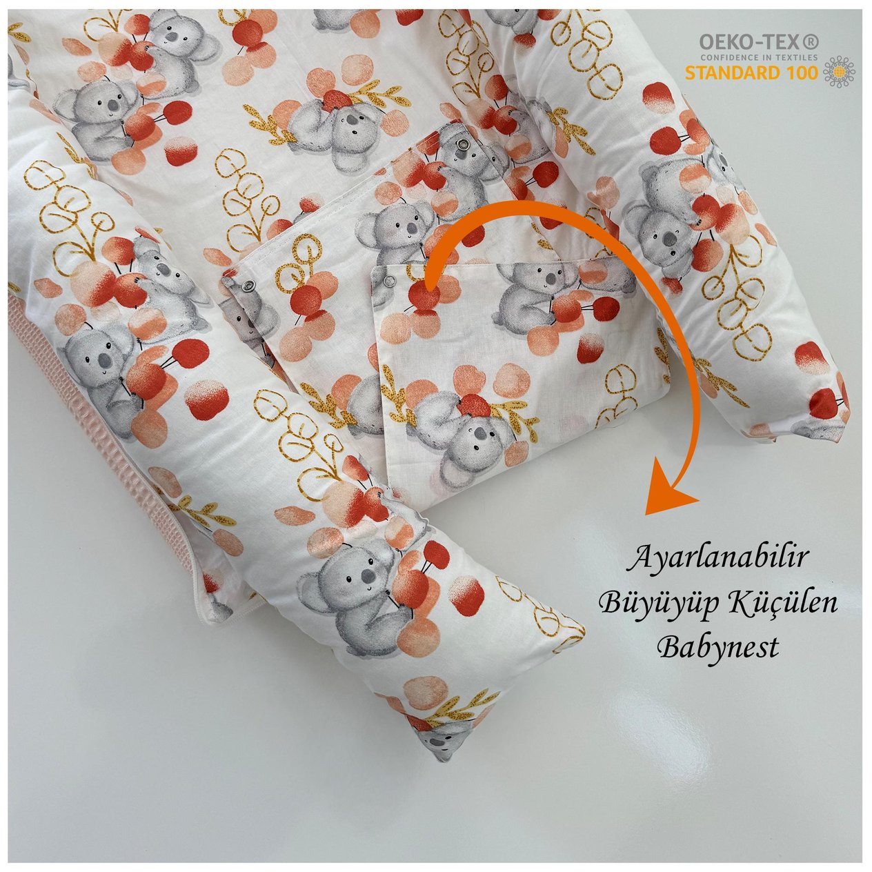 Jaju Baby Nest Çantalı Babynest Taşınabilir Anne Yanı Sevimli Hayvan Somon Pike Babynest