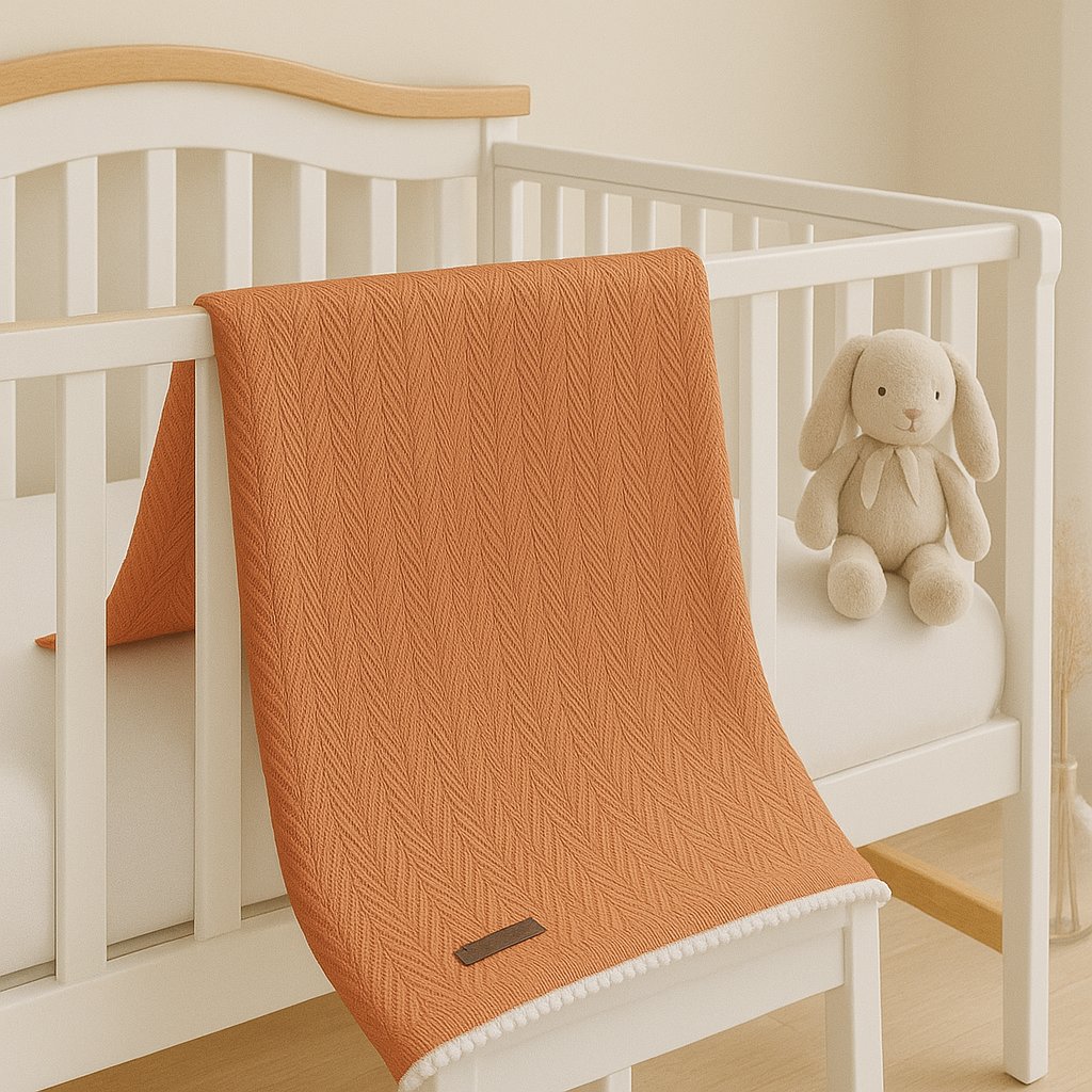 Jaju Baby Turuncu Örgü Pike Bebek Battaniyesi 100x110 cm
