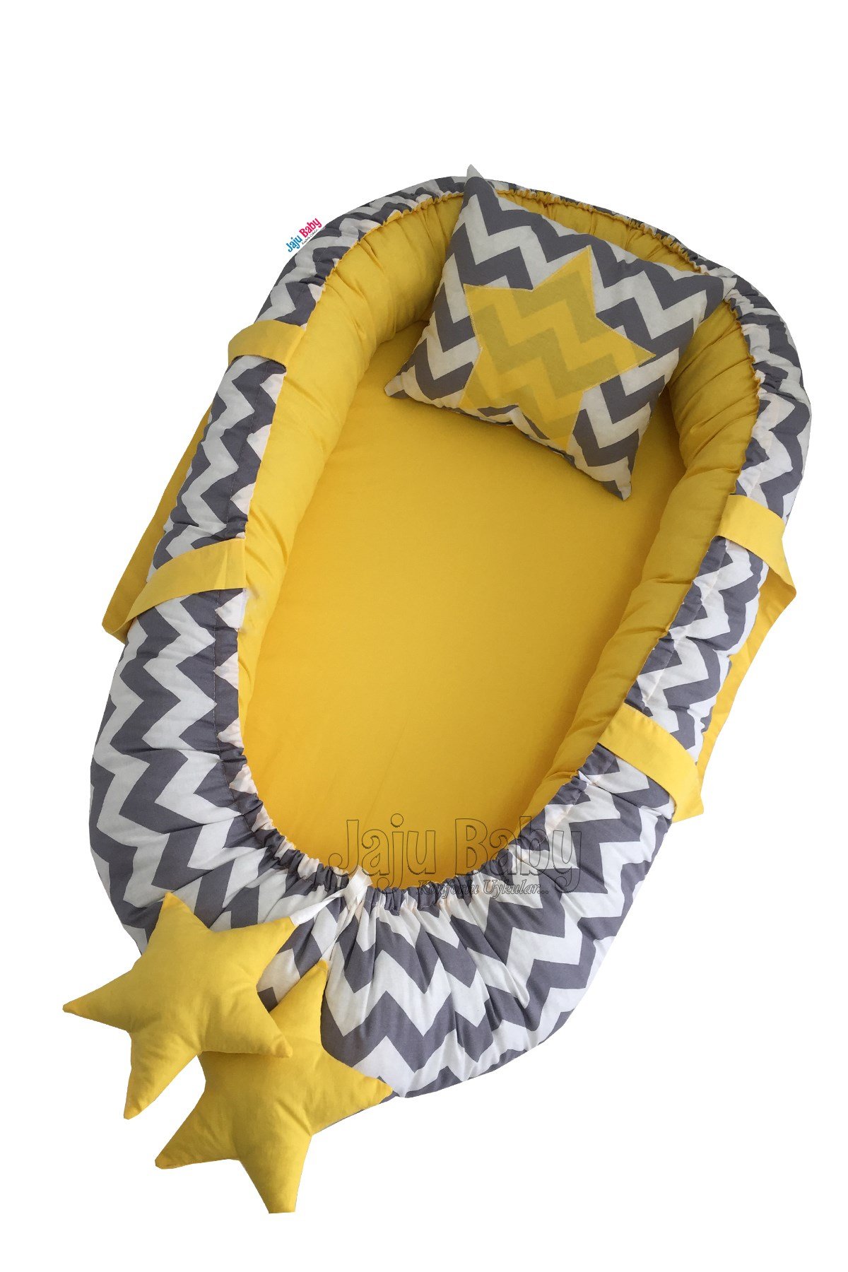 Jaju Babynest Gri Zigzaglı Ortopedik Lüx Baby Nest