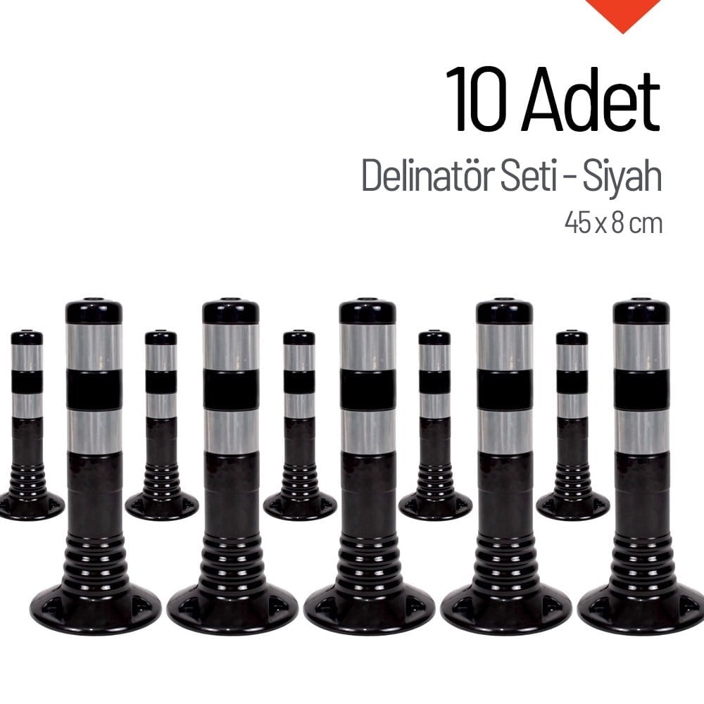 Delinatör 45 x 8 cm Siyah 10 Adet, Esnek DubaDelinatörler
