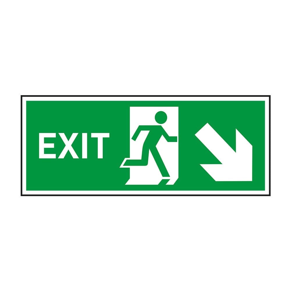 Photoluminescent ''Exit'' Arrow Right Down Sign