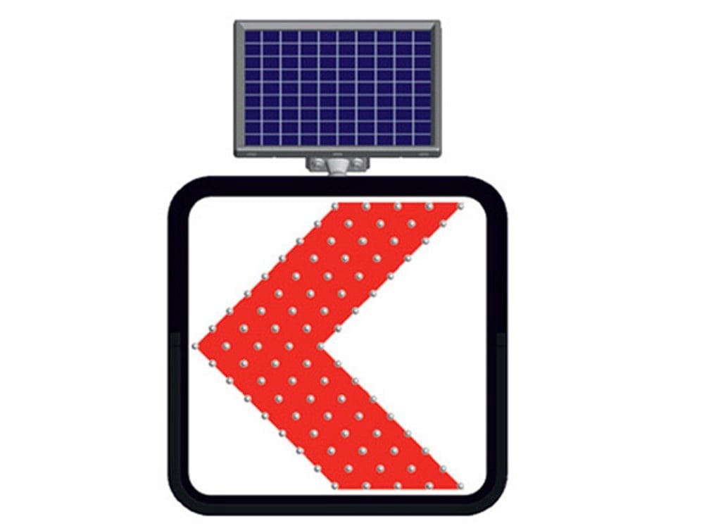 Solar ''Dangerous Curve'' Sign 60 x 60 cm