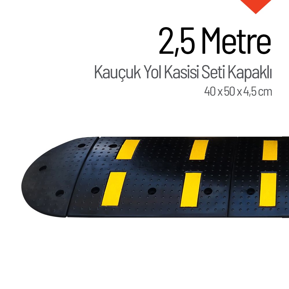 Kauçuk Hız Kesici Set Kapaklı, Yol Kasisi 2,5 metreRubber Speed Bump Sets