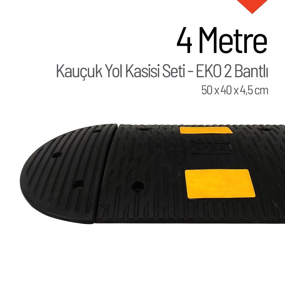 Kauçuk Hız Kesici, Yol Kasisi 50 x 40 x 4,5cm - EKO 2 Bantlı - 4 MetreKauçuk Yol Kasisi Setleri