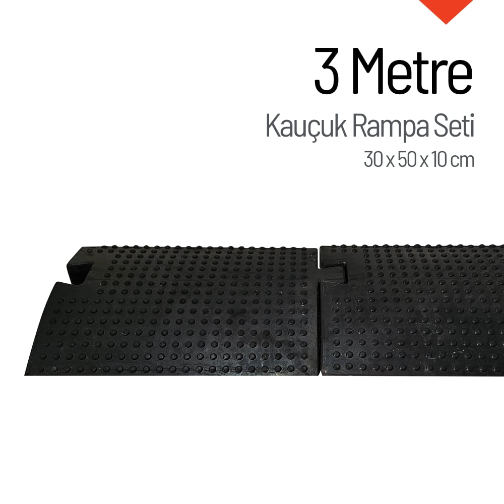 Kauçuk Rampa, Otopark Rampası, Kaldırım Rampası 30 x 50 x 10 cm 3 MetreRubber Ramp Sets