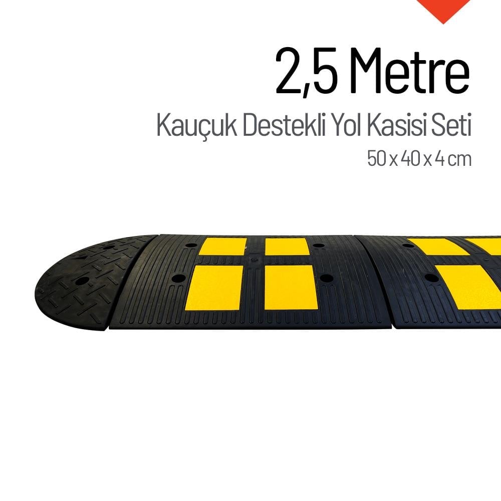 Kauçuk Yol Kasisi Destekli, Hız Kesici Set 2,5 MetreKauçuk Yol Kasisi Destekli