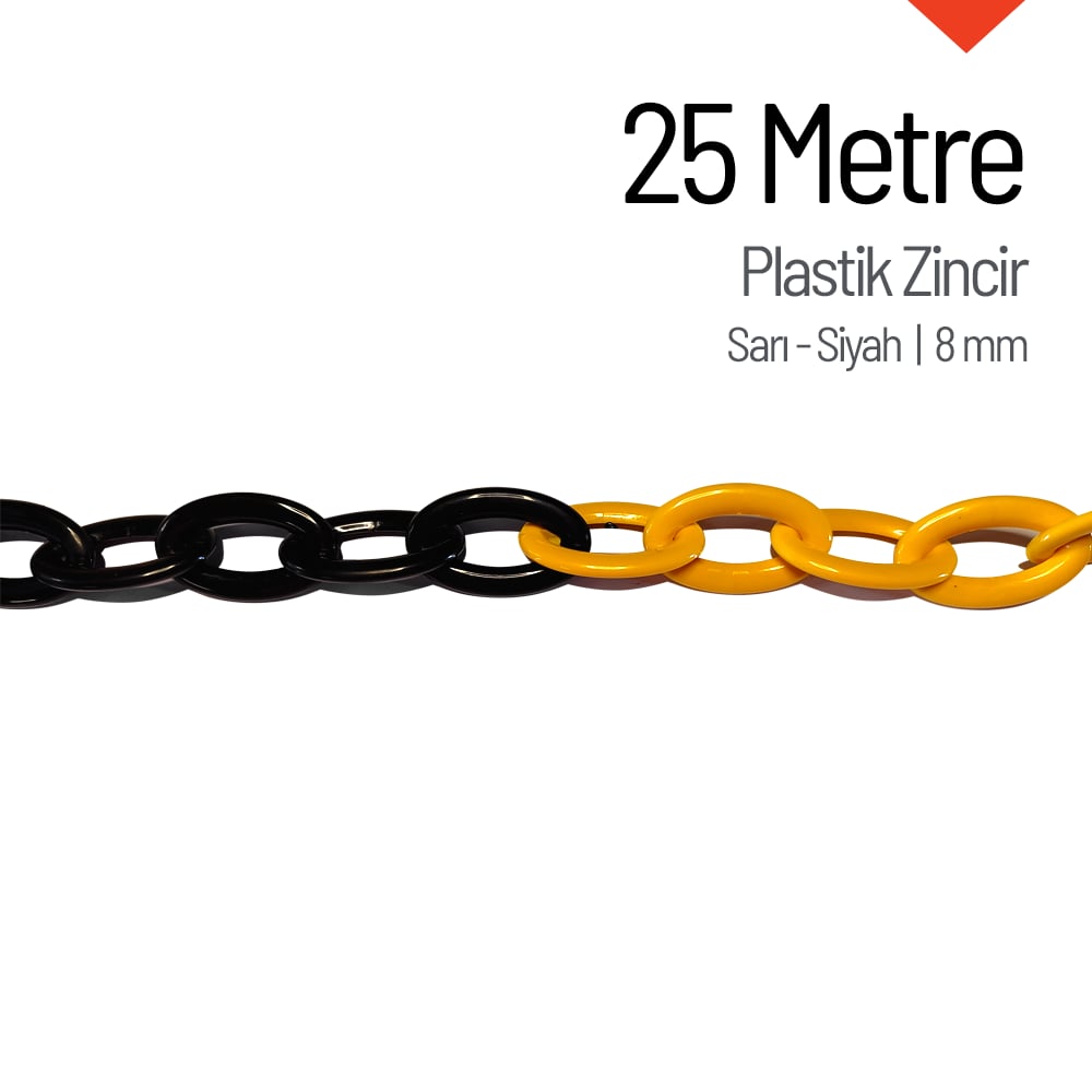 Black-Yellow Plastic Chain 8 mm - 25 m