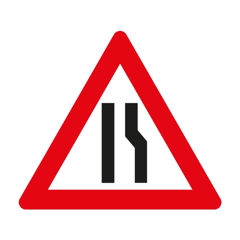 ''Road  Narrows On  Right'' Sign T-4b