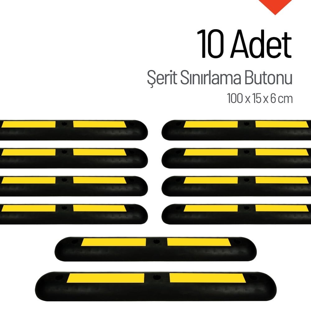 Şerit Sınırlama Butonu 100x15x6 cm Onlu Set