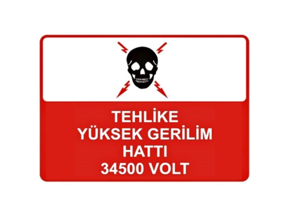 Tehlike Yüksek Gerilim Hattı 34500 Volt Levhası