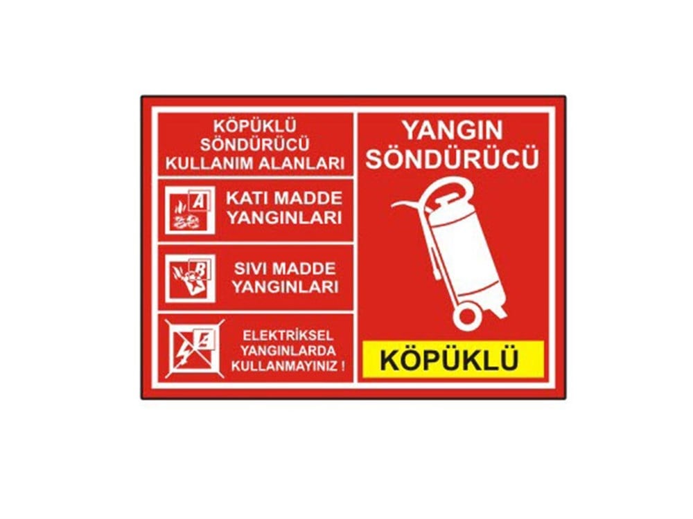 Yangın Söndürücü Köpüklü Kullanım Alanları Levhası