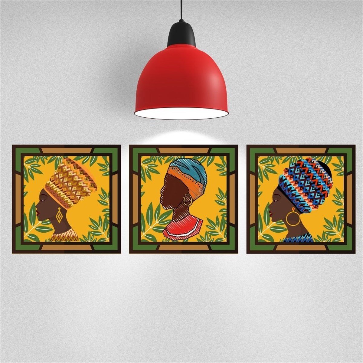 Afrika Temalı Retro Ahşap Tablo Seti