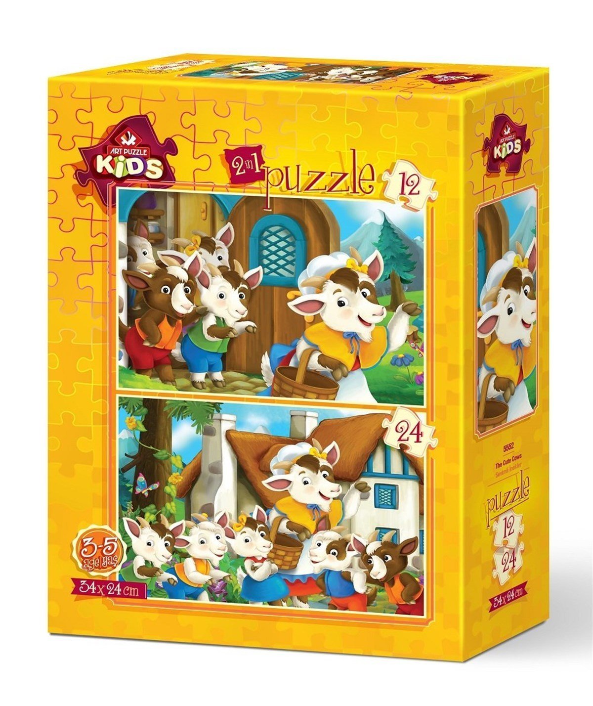 Art Puzzle Sevimli İnekler 2'li 12+24 Parça Yapboz