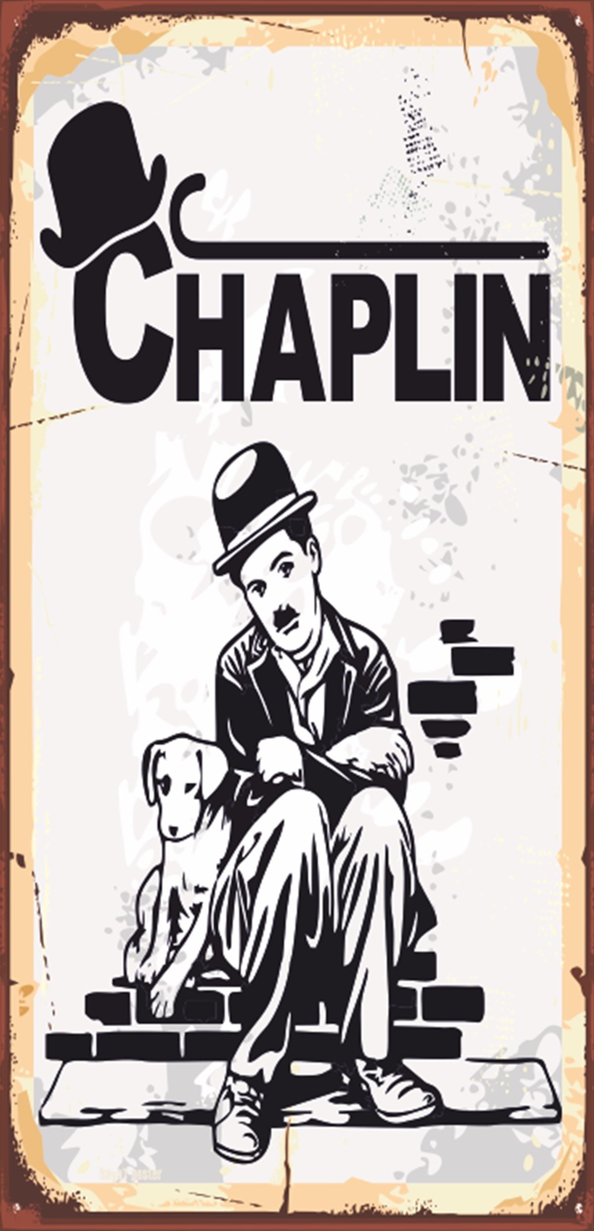 Charlie Chaplin Mini Retro Ahşap Poster