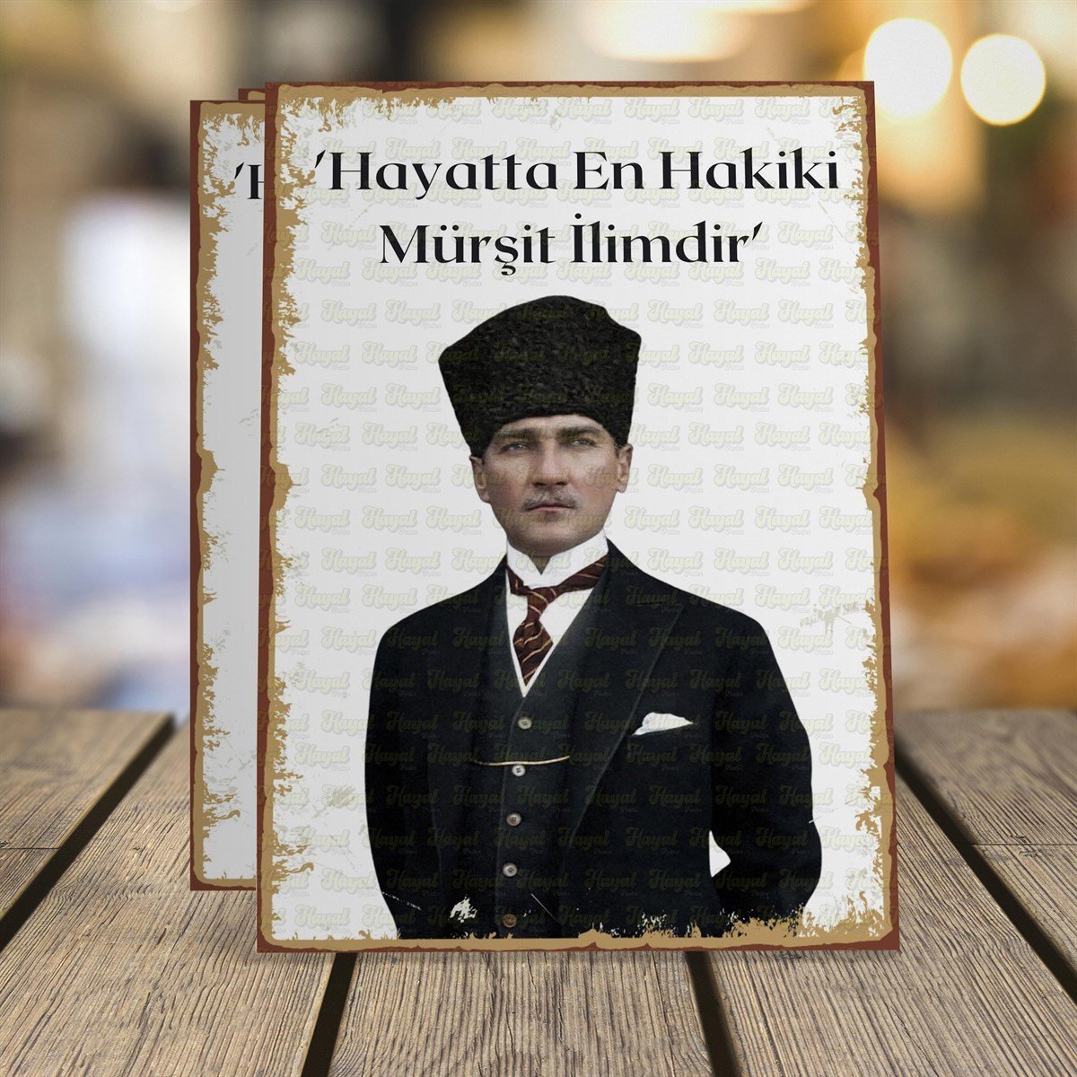 En Hakiki Mürşit İlimdir Ahşap Retro