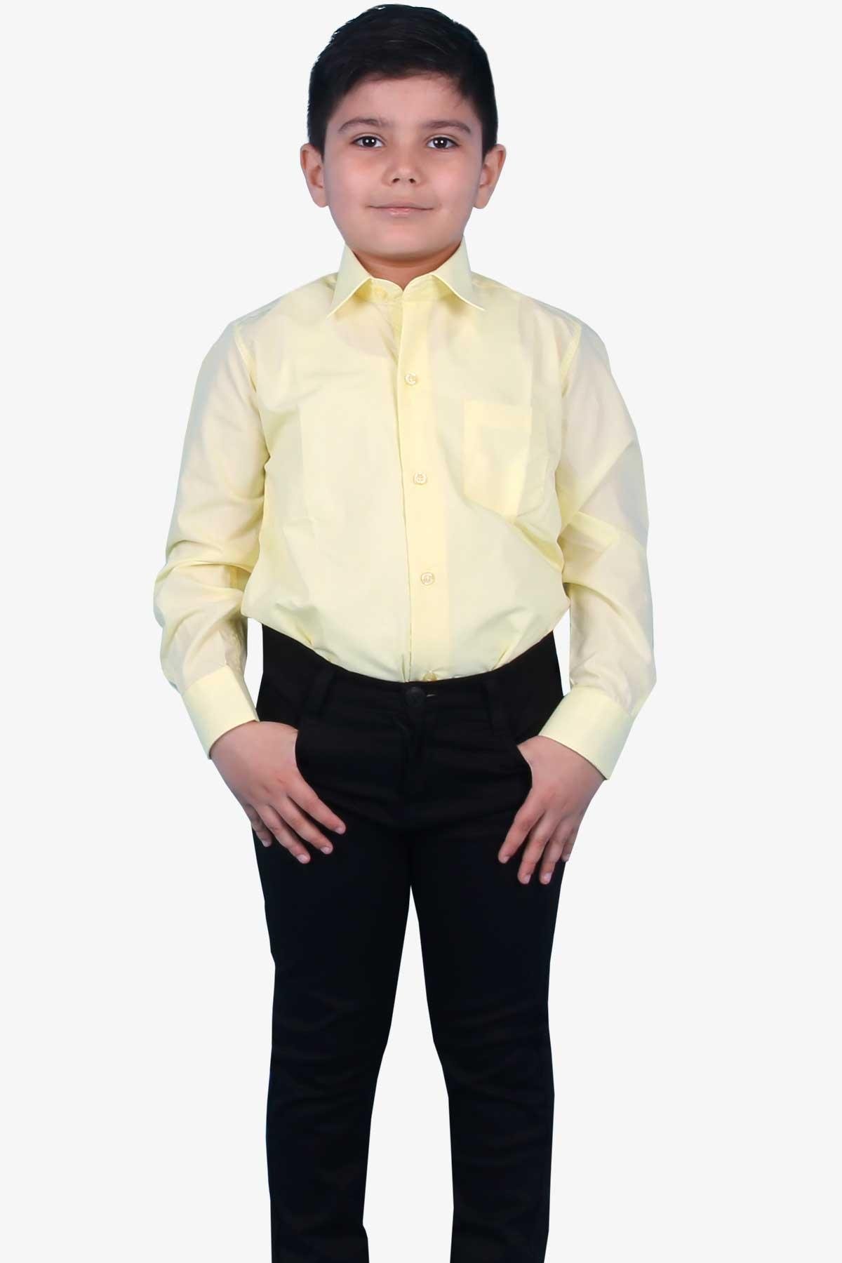Erkek Çocuk Gömlek Basic Sarı (6-13 Yaş)