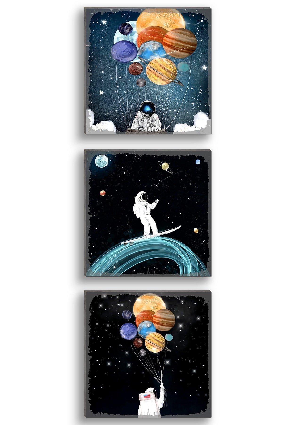 Hayal Poster Gezegenler Ve Astronot 3'lü Set