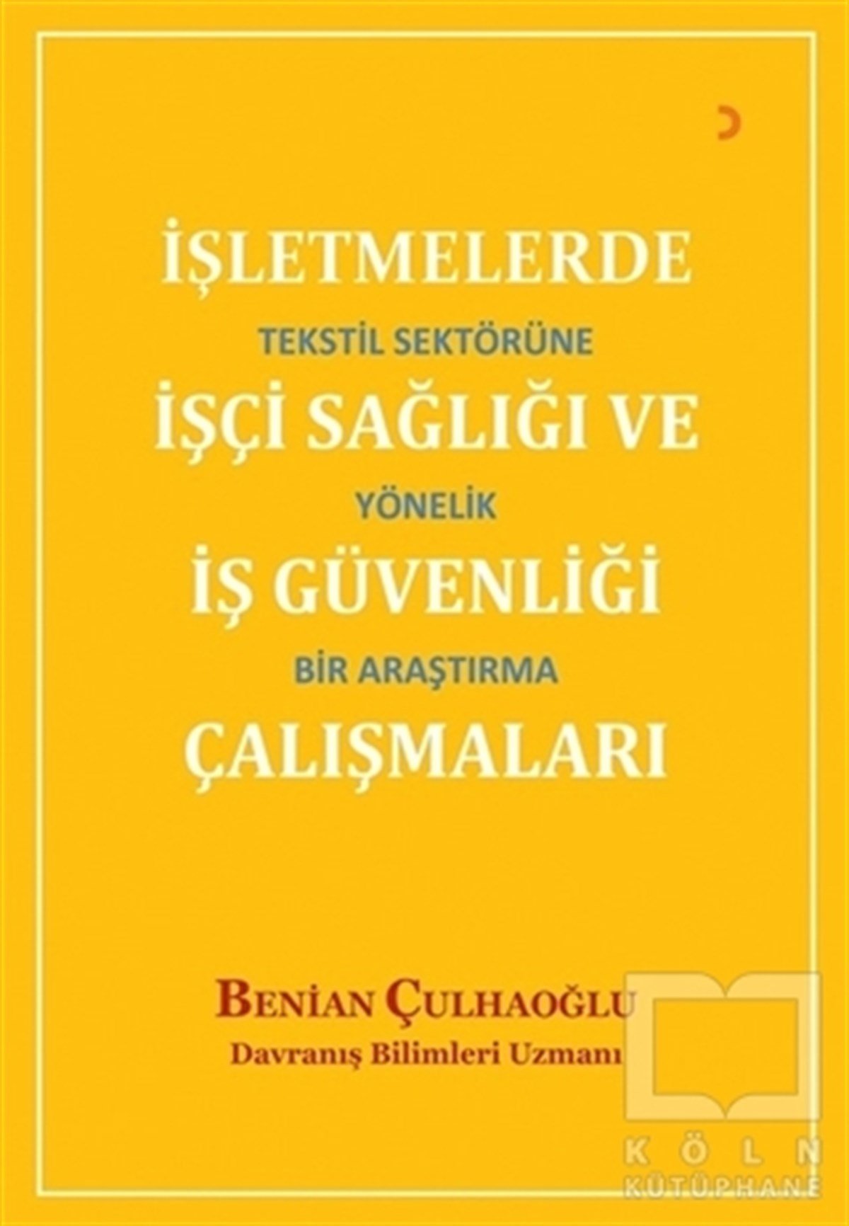 Benian Çulhaoğluİş Dünyası Kitaplarıİşletmelerde İşçi Sağlığı ve İş Güvenliği Çalışmaları