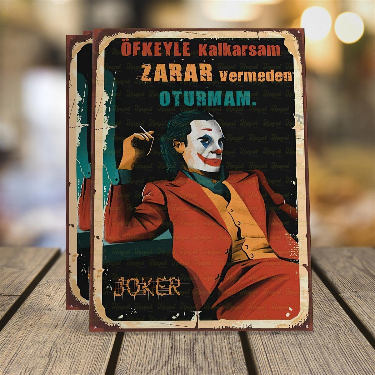 Joker Öfke Ahşap Retro