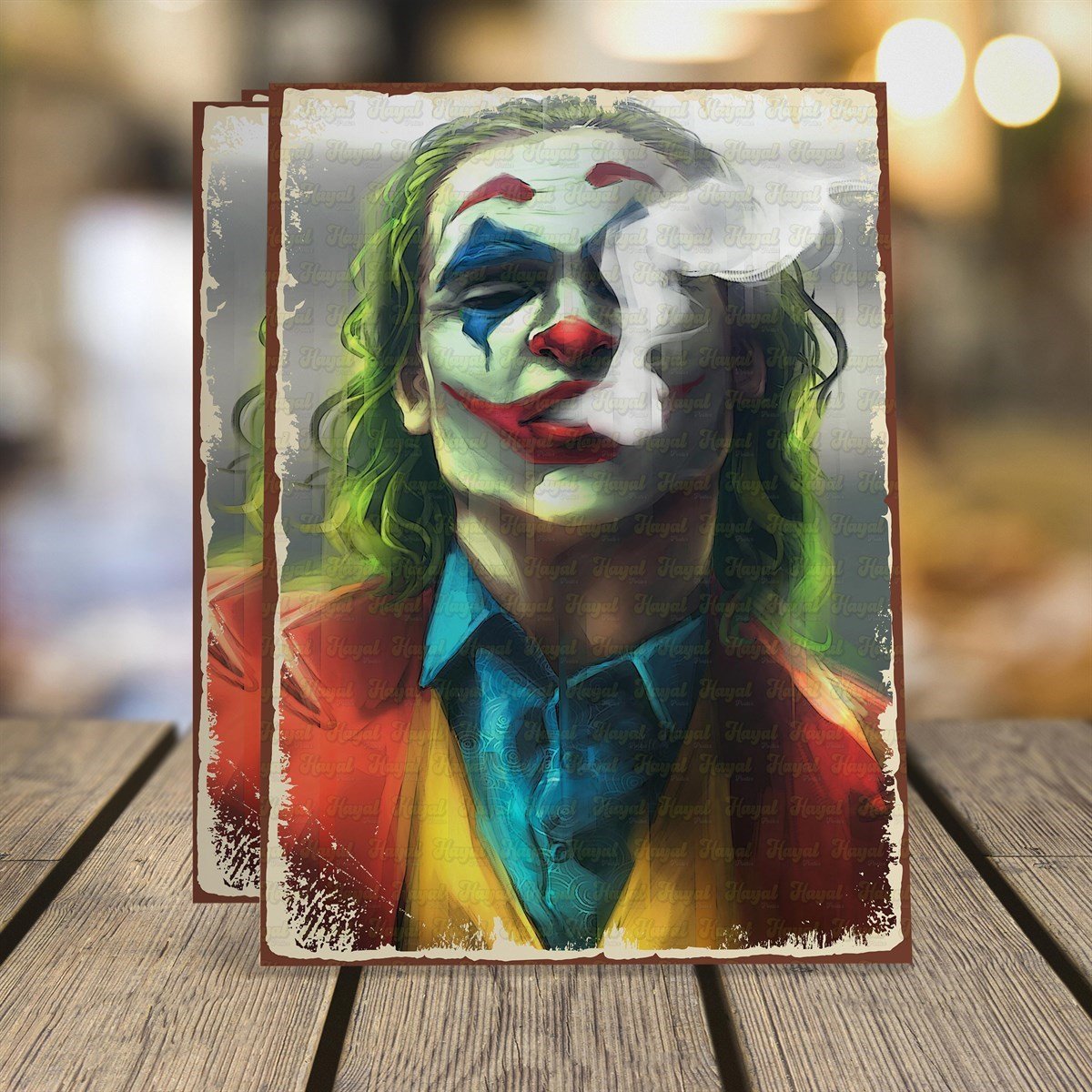 Joker ve Duman Ahşap Retro