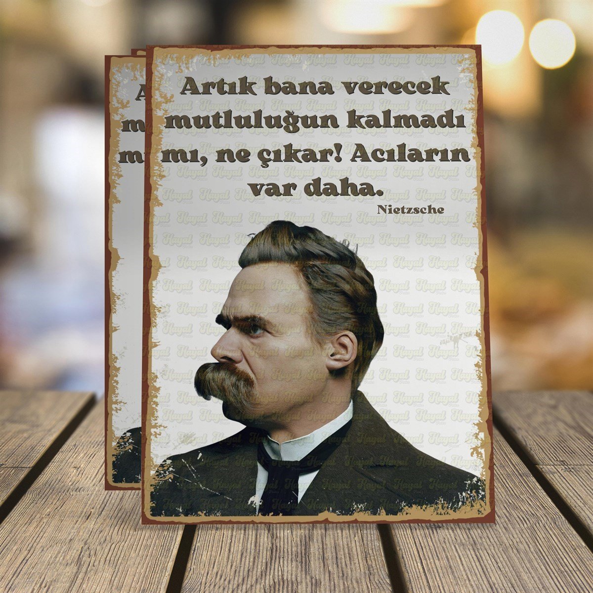 Nietzsche Acıların Var Daha Ahşap Retro