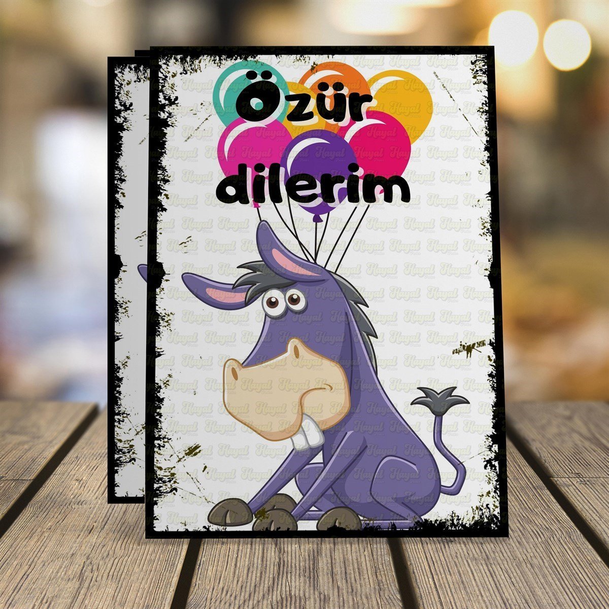 Özür Dileyen Mor Eşşek Ahşap Retro