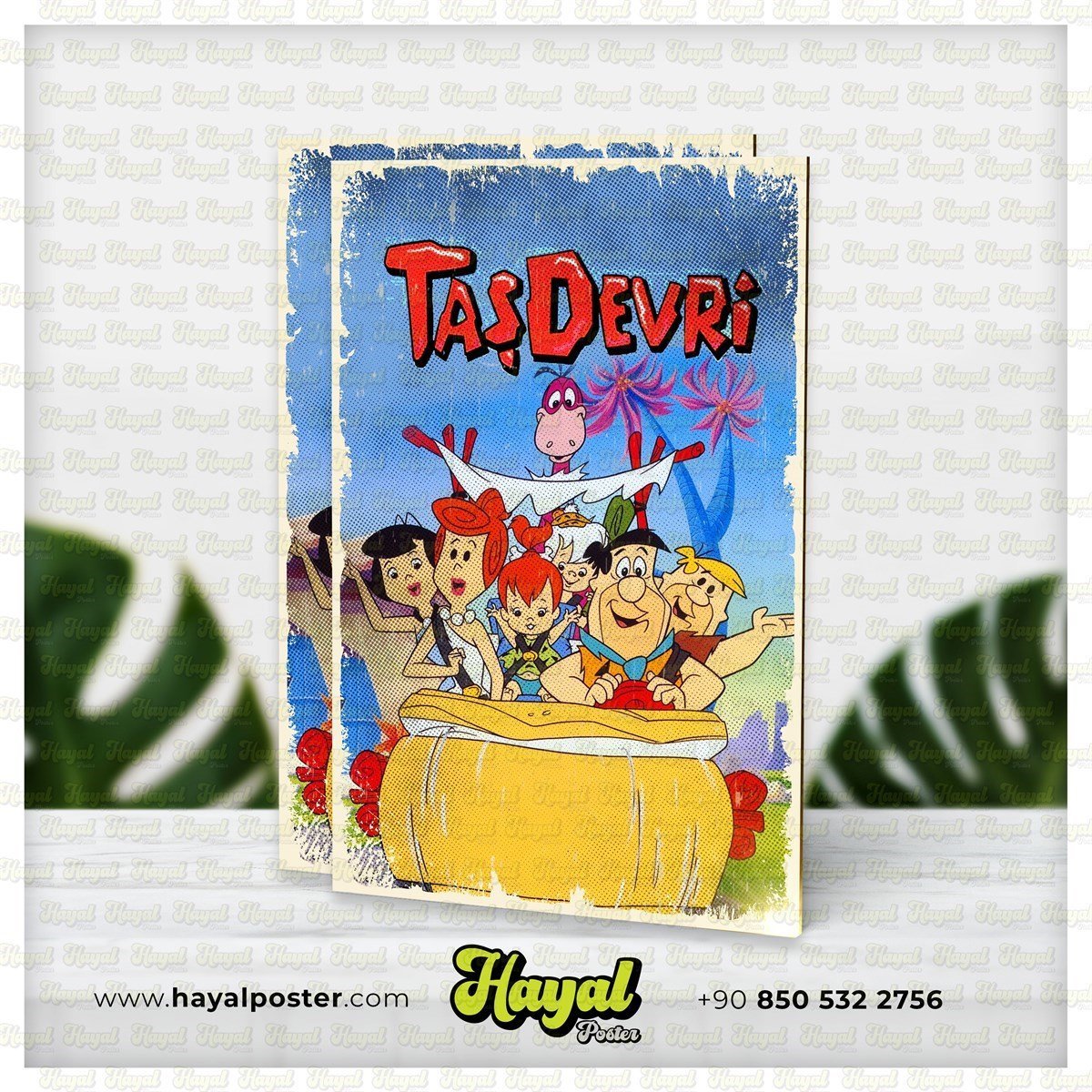 Taş Devri Ahşap Retro Poster