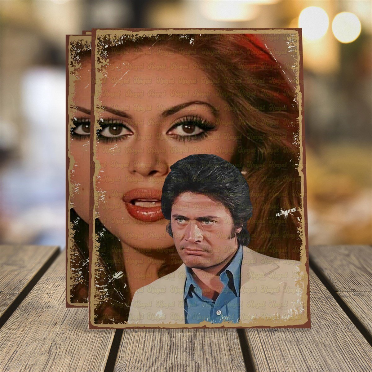 Türkan Şoray Cüneyt Arkın Ahşap Retro