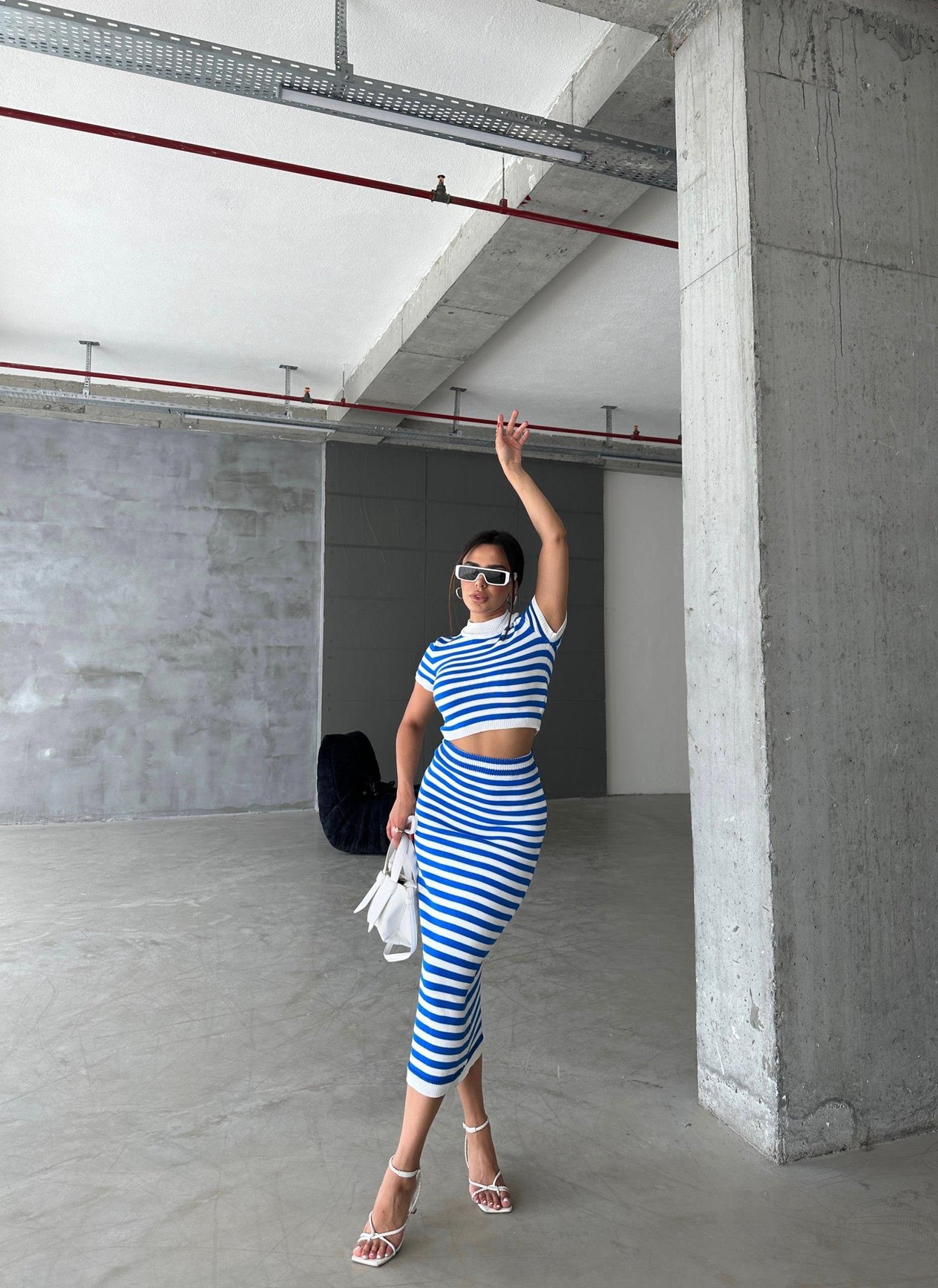 Zr model pamuklu triko ikili takım - MAVİ