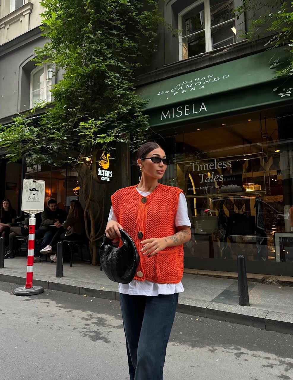 Zr model tasarım örme yelek - ORANJ