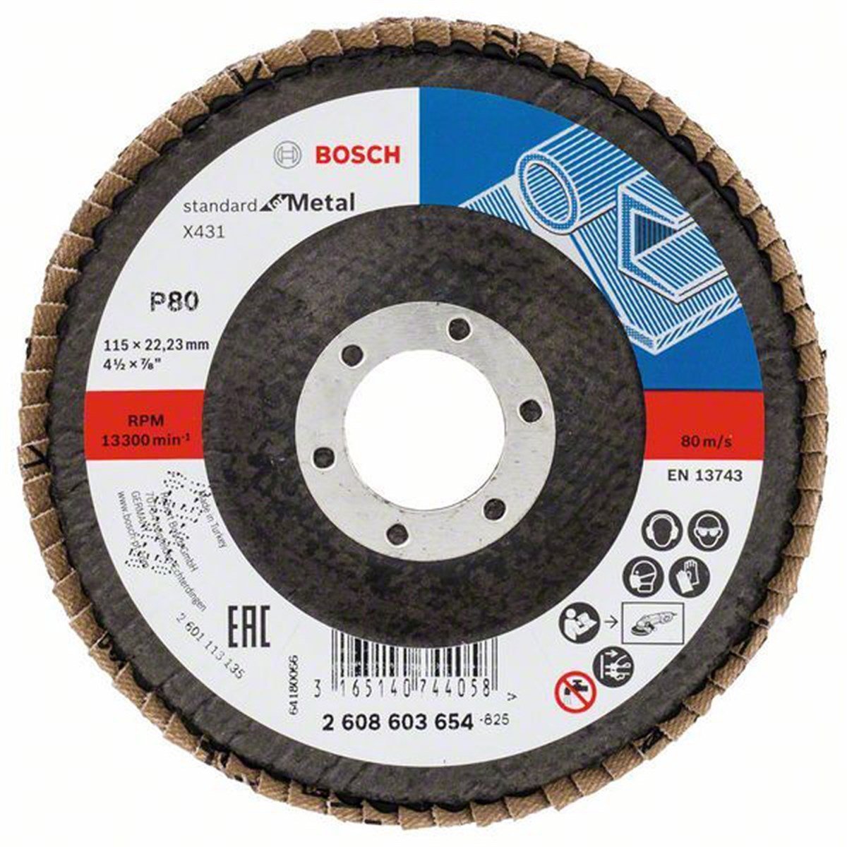 BOSCH Alox Flap Disk 115mm 80 Kum - 2608603654