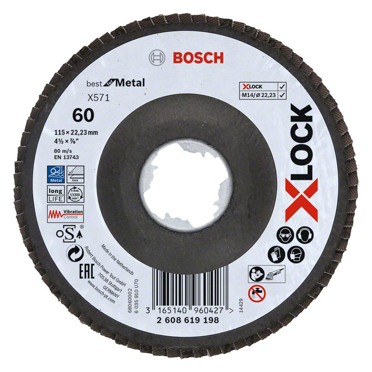 BOSCH X-LOCK BEST FOR METAL 115MM 60KUM FLAP - 2608621764