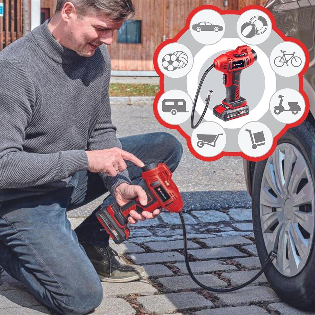 Einhell CE-CC 18 Li Akülü Oto Hava Kompresörü Solo (Aküsüz) 2071010