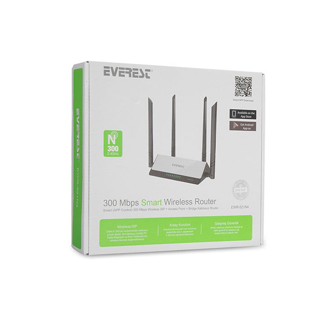 Everest EWR-521N4 300Mbps WISP Repeater+Access Point+Bridge Kablosuz Router 23033