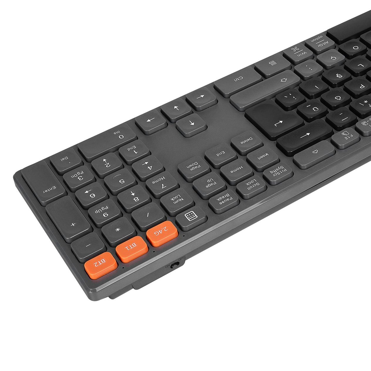Everest KB-2610 Siyah/Gri 2.4G+BT1+BT2 üçü bir arada 3 in 1 Q Kablosuz klavye - 37646