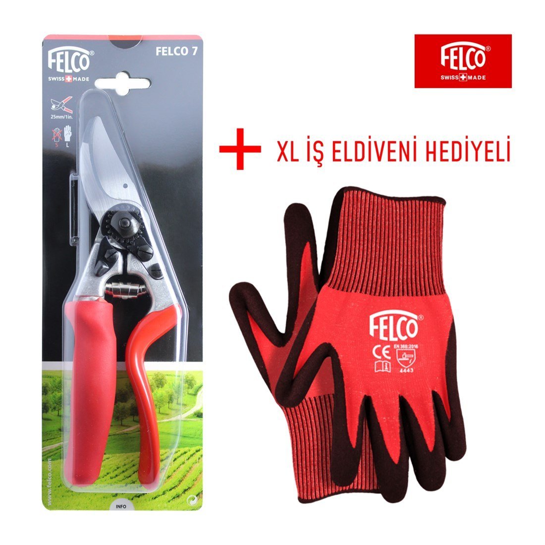 Felco 7 Budama Makası + Felco 701 İş Eldiveni Hediyeli Kutulu