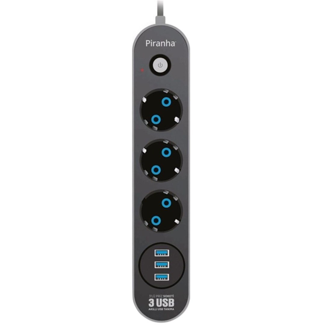 Piranha 3 Usb'li Akım Korumalı 2 Mt Priz 3395 HRD-009025