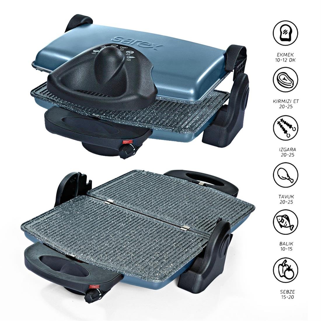 Sarex SR-3400 Kahvaltım Tost Makinesi Rose & Mavi- ELK-03241