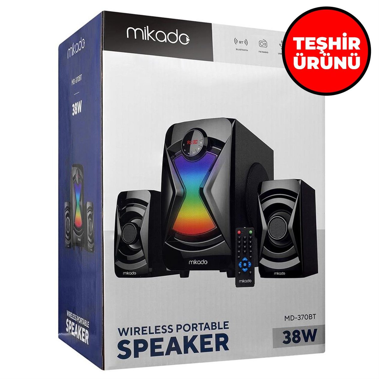 TEŞHİR Mikado MD-370BT 2+1 38W Siyah Işıklı Multımedıa Speaker - 36903