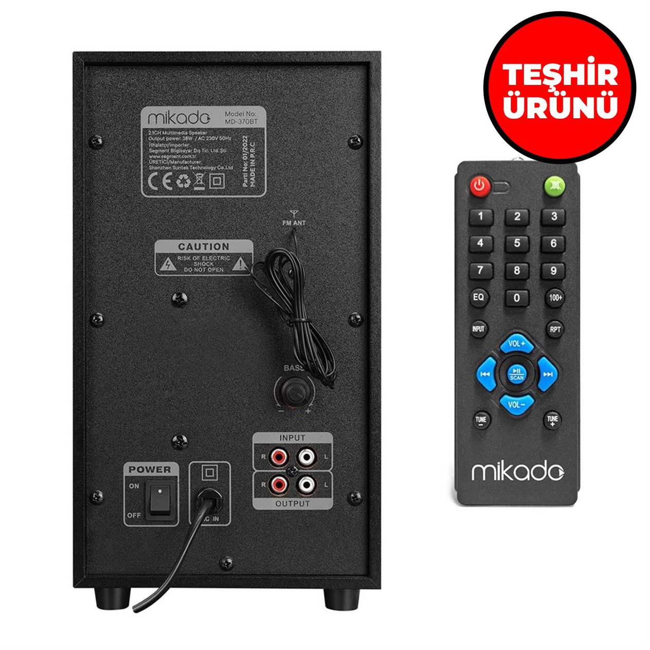 TEŞHİR Mikado MD-370BT 2+1 38W Siyah Işıklı Multımedıa Speaker - 36903