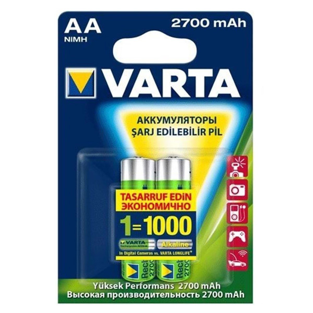VARTA 2700 MAH AA SARJLI KALEM PİL 2Lİ 