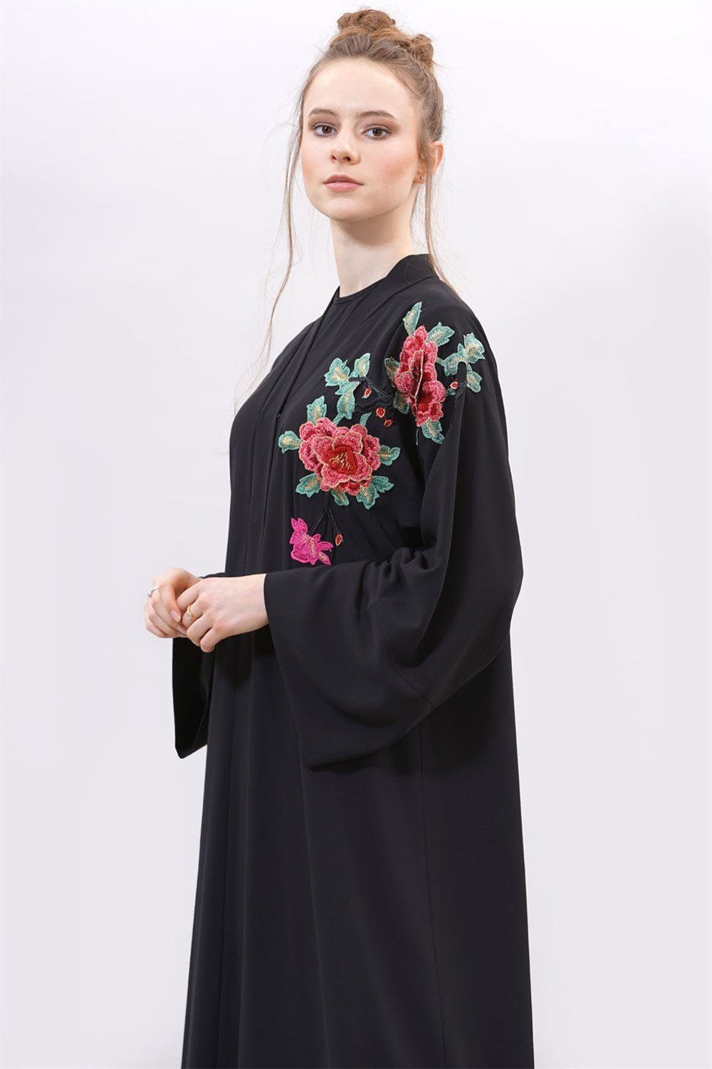 Nakışlı Abaya - Siyah
