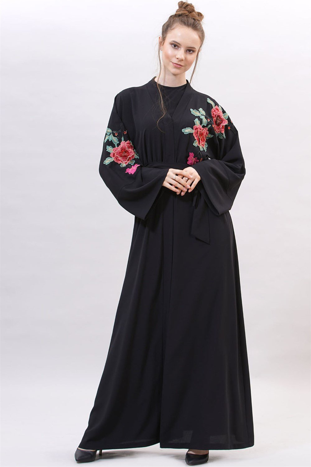 Nakışlı Abaya - Siyah